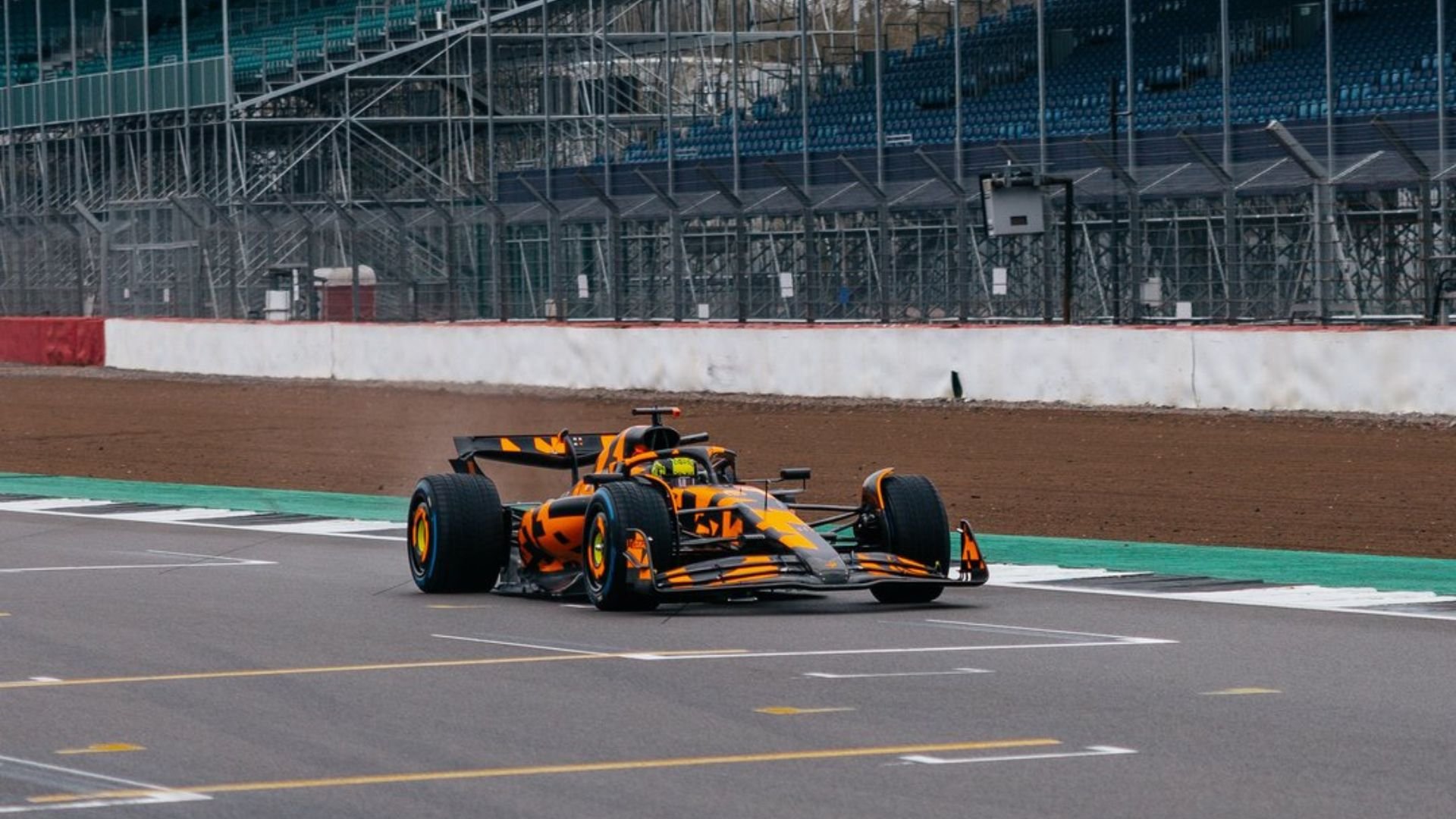 McLaren’s 2025 car hits the track at Silverstone in special camo livery