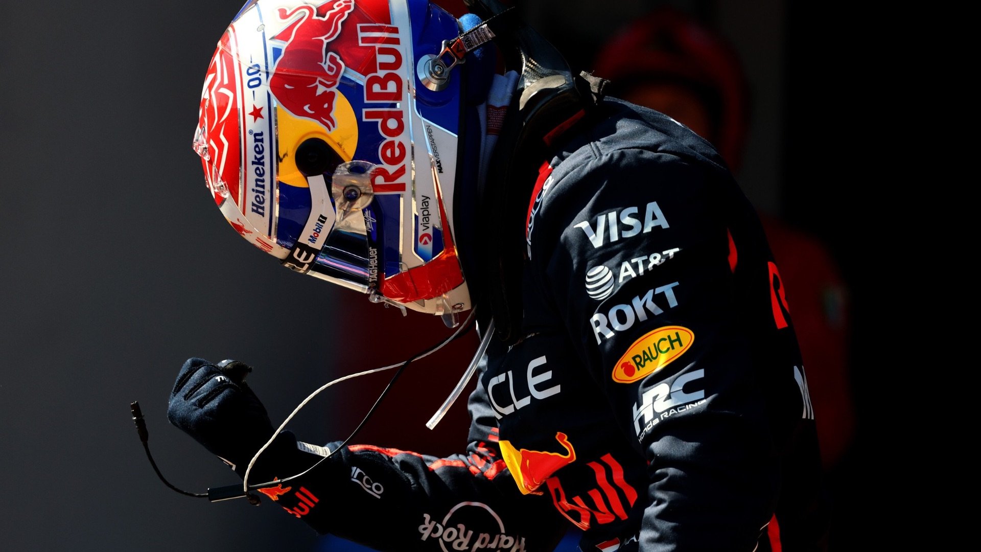 Max Verstappen celebrating his second victory of the season