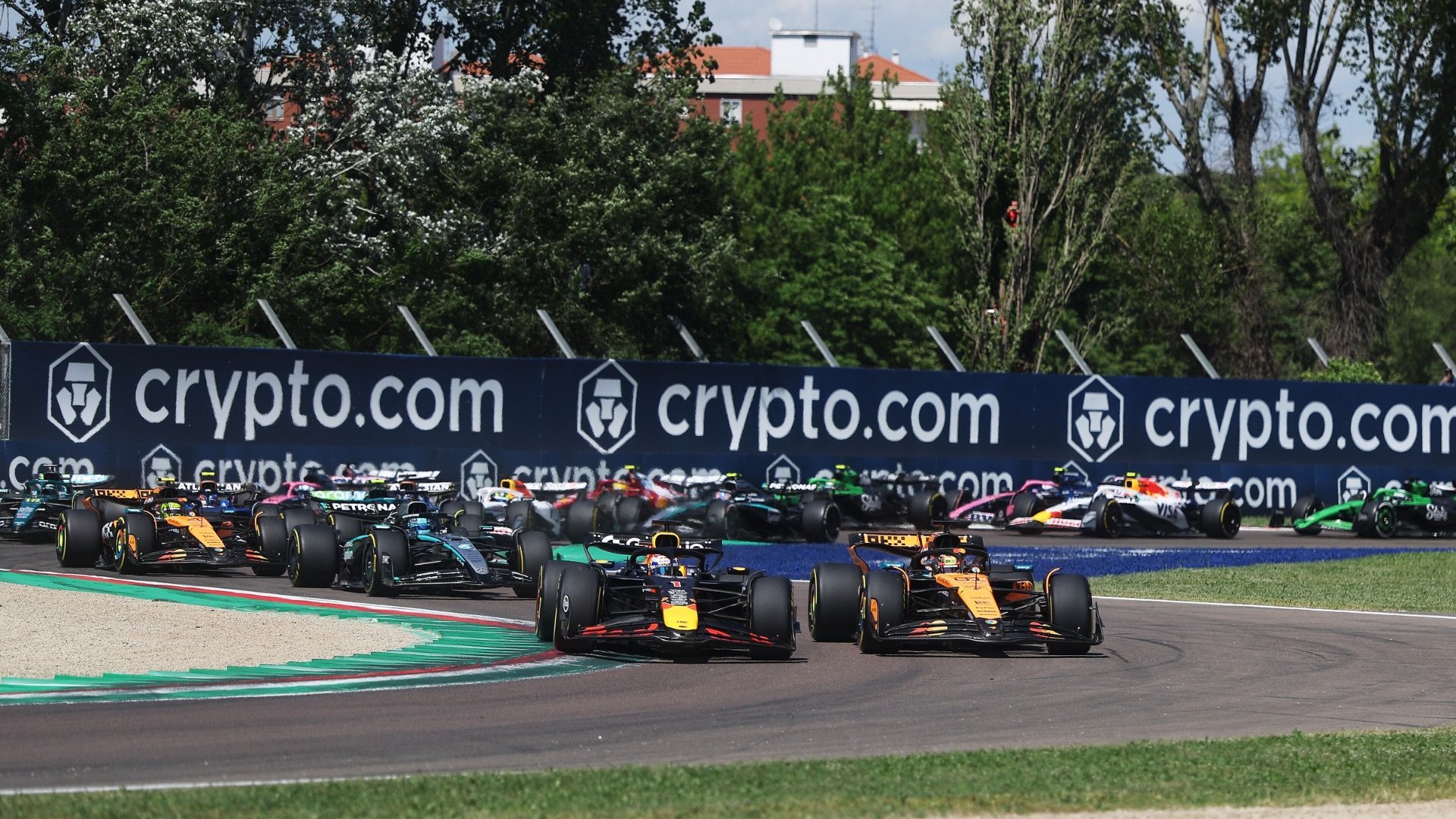 Max Verstappen taking the lead of the race on Lap 1