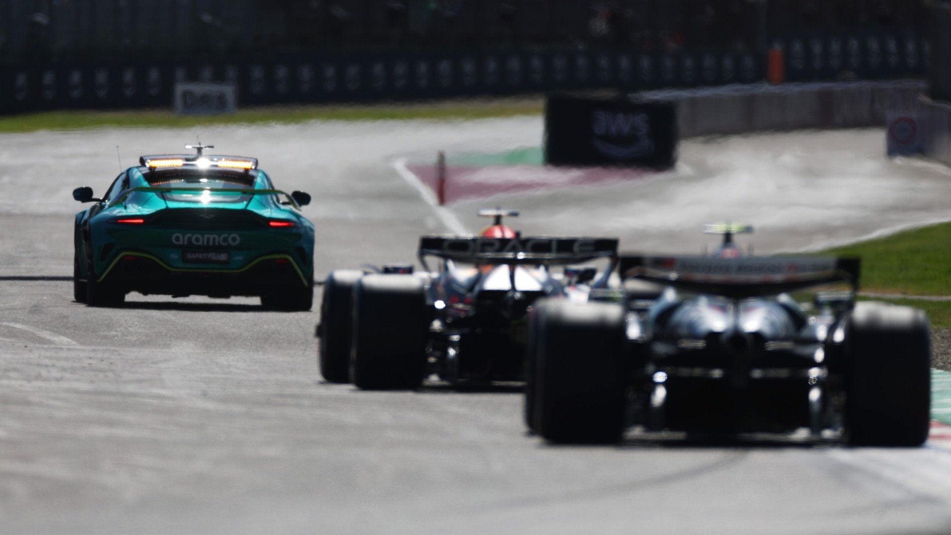 Behind the safety car