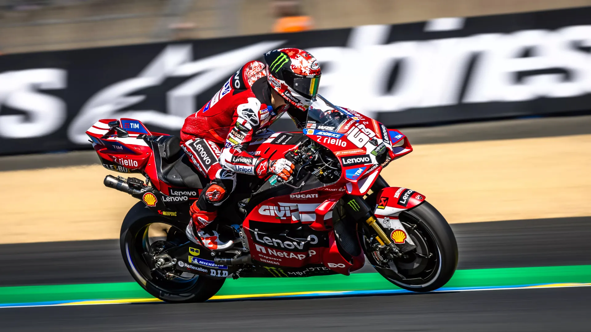 Francesco Bagnaia takes his first pole position this season in Le Mans